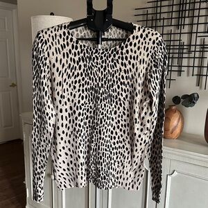 J. Crew Black and Cream Patterned Long Sleeve Thin Sweater